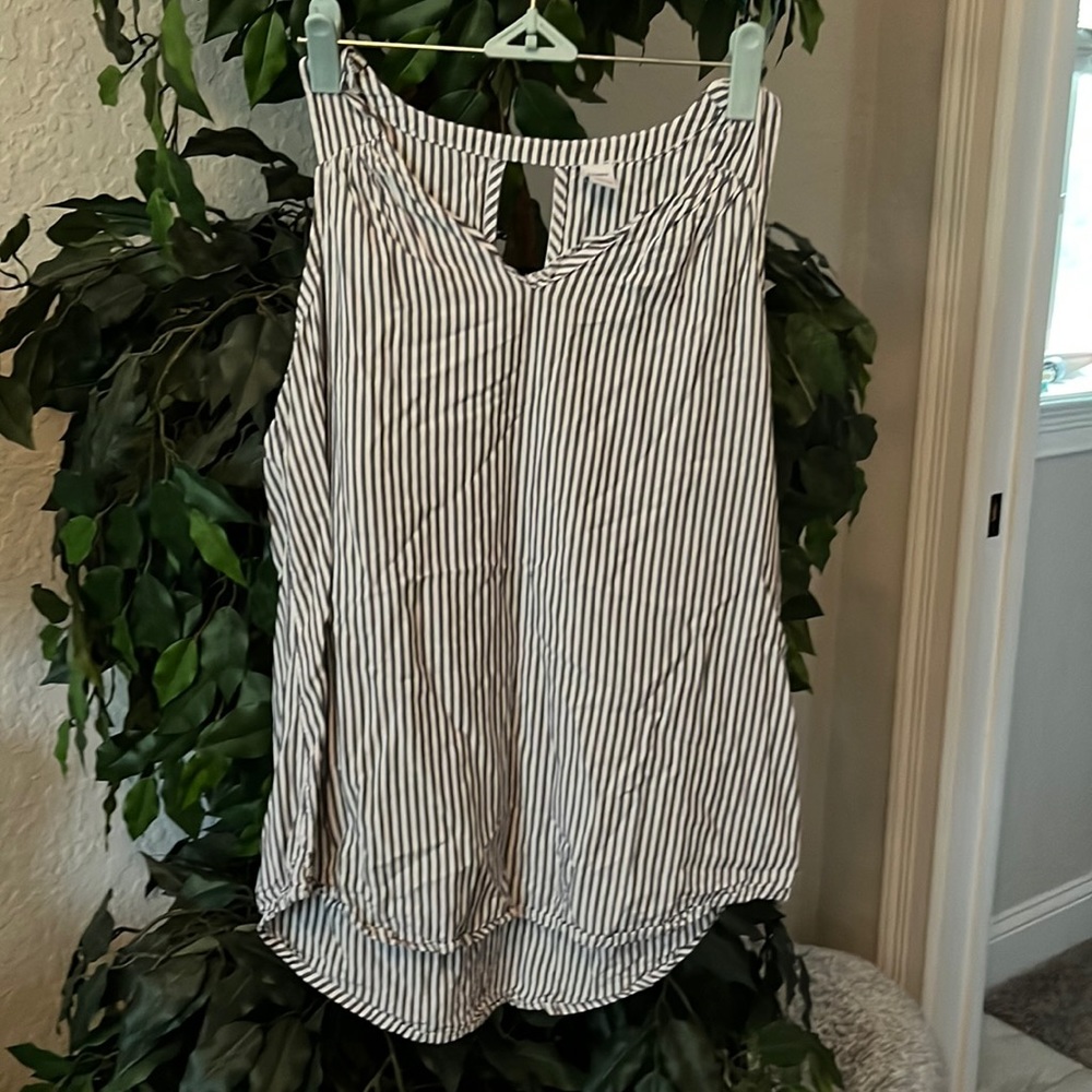 Blue and white striped tank top